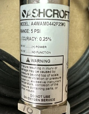 NEW Ashcroft A4WAM0442P25#G