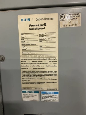 Used EATON/CUTLER-HAMMER SLY20426 Electrical Panels Ohio US | Equipment Recovery Corp. #1329659