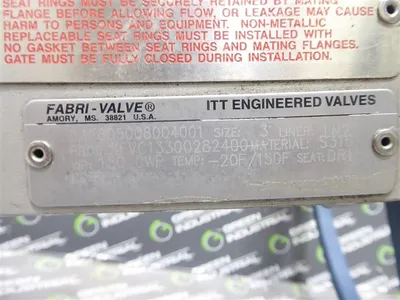 ITT Fabri-Valve FVC13300282400 3" Ported Slide Gate Valve Surplus