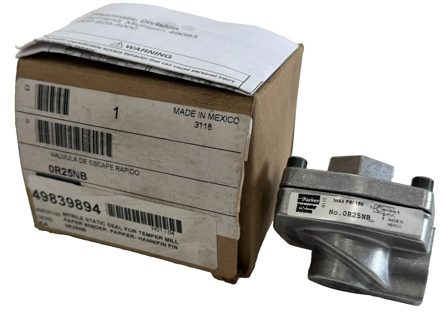 NEW PARKER 0R25NB QUICK EXHAUST VALVE 1/4"