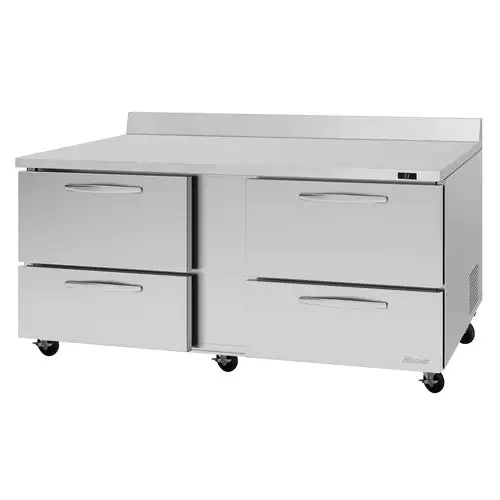 Turbo Air PWR-72-D4-N 72 5/8" Worktop Refrigerator w/ (2) Sections, 115v