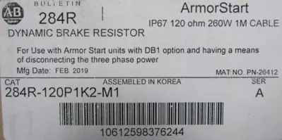 ALLEN BRADLEY 284R-120P1K2-M1 DYNAMIC BRAKE RESISTOR 284R120P1K2M1 (NEW SURPLUS)