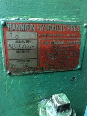 15 TON HANNIFIN #F-50 HYDRAULIC C-FRAME PRESS: STOCK #10464