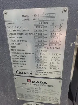 1991 AMADA FBD-1253E Brake Presses | MD Equipment Services LLC (17)