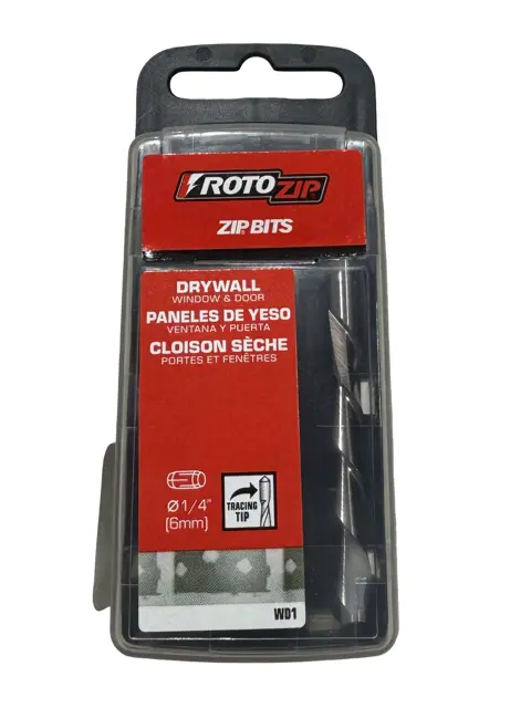RotoZip 1/4" HSS Drywall Zip Rotary Tool Spiral Saw Bit for Cutting Drywall for Window and Door Openings