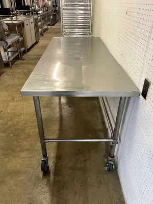 Used Falcon Restaurant Supply Used 72" X 30" Stainless Steel Table with Casters - FG Food Prep Tables Illinois US | Falcon Restaurant Supply #1374935