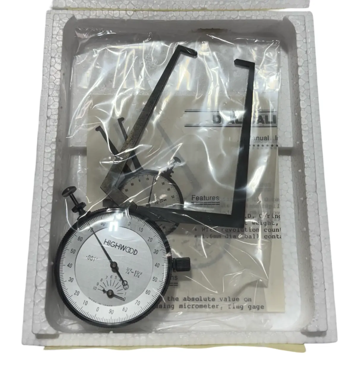 HighWood .750 - 1.750" Dial Face External Caliper Gage 0.001" Graduation