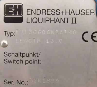 USED ENDRESS+HAUSER FTL366QGN2A14G LEVEL SWITCH