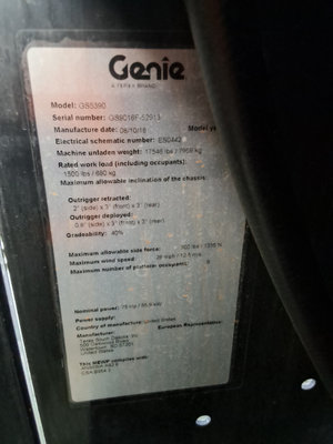 USED 2016 Genie GS-5390 RT