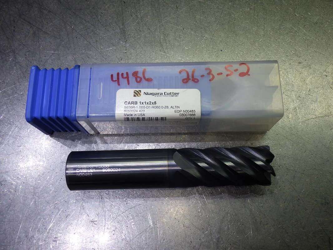 Niagara 1" 6 Carbide CR Endmill 1" Shank .06" R S638R-1.00-D1-R060.0-Z6 (LOC1278A)