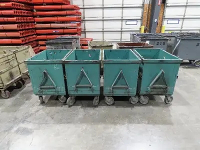 Portable Steel Hopper 1/2 Yard Tote Non-Tilt Towable Cart 36x24x27" Green