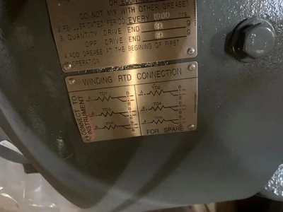 150 HP Westinghouse KG1502/AEHGTK10 motor 3600 RPM, 4160V, 447TS