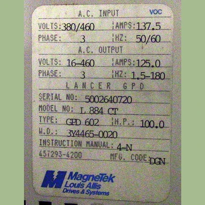 Magnetek Lancer GPD-602 100 HP VFD