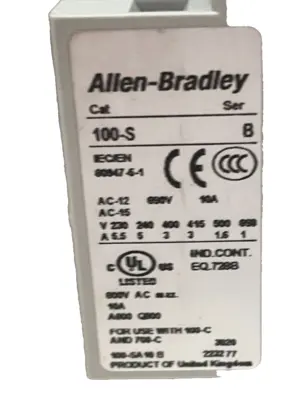 ALLEN BRADLEY 100S-C72D14BC CONTACTOR 110-12V 50/60HZ 100SC72D14BC NEW, SURPLUS