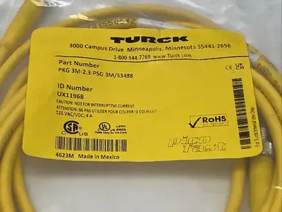 PKG 3M-2.3-PSG 3M/S3488, UX11968 | Turck PKG 3M-2.3-PSG 3M/S3488 Actuator Sensor Cable M/F M8 3-Pin UX11968 - New