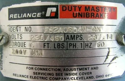 NEW RELIANCE ELECTRIC P14H1938P-QN MOTOR 1.5HP 1725RPM 7/8" F52A0604M-QN