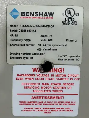 USED BENSHAW RB3-1-S-075-600-H-04-CB-0P