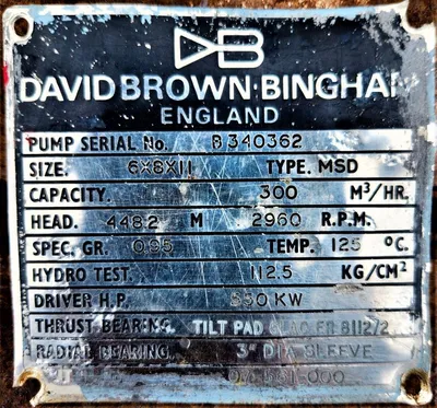 USED SULZER BINGHAM 6X8X11 MSD