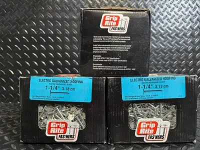 Grip Rite Roofing Nails - 1-1/4 in Electro-Galvanized, 4 Boxes (975 pcs/box)