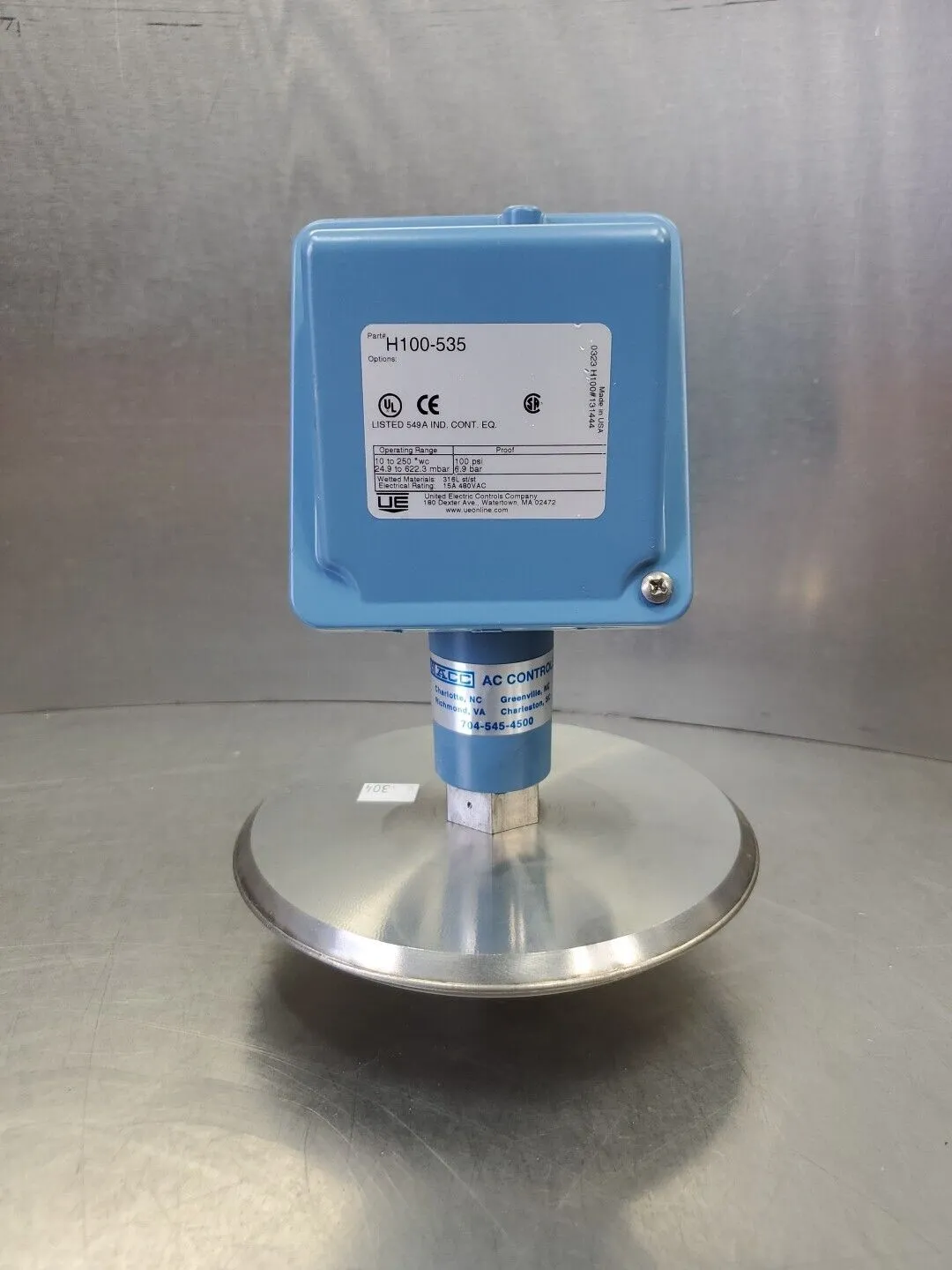 UNITED ELECTRIC H100-535 Pressure Module, 100psi. 6E-17