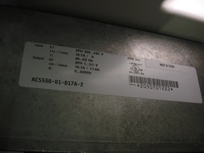 ABB ACS-550-U1-017A-2 3HP LOW VOLTAGE AC DRI