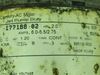 Magnetek 8-177188-02 AC Motor 2.0HP 3PH K56Z Frame 3450/2850RPM 5/8" Shaft
