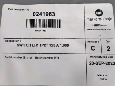 Used Markem-Imaje 0241963 Limit Switch, 1P2T 125A Relays & Switches South Carolina US | Palmetto Automation #1161785