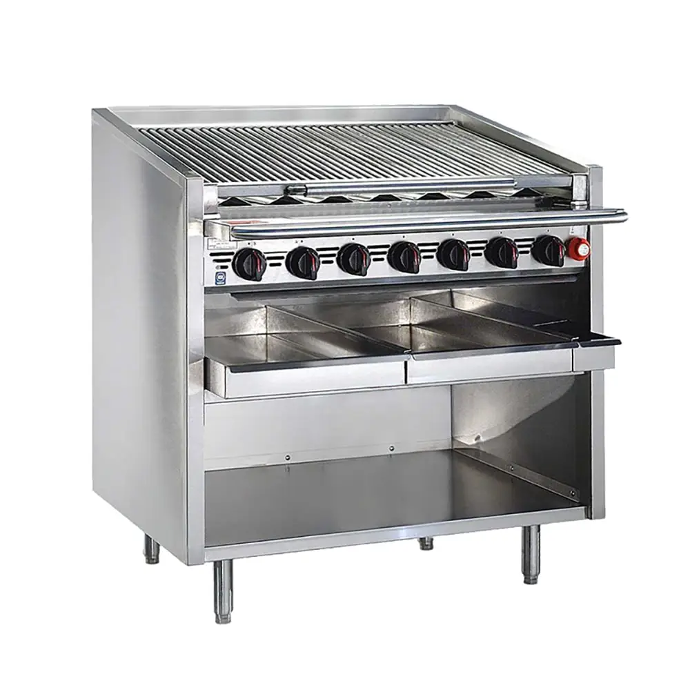 Bakers Pride F-48RS-C 48" Floor Model Gas Charbroiler W/ Coal Radiants - (10) Burners, Liquid Propane