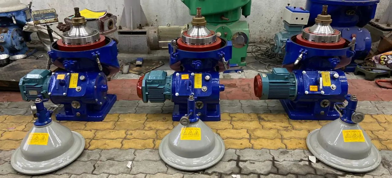 (3) Alfa-Laval MOPX 205 TGT-24 oil purifiers, SS bowl.