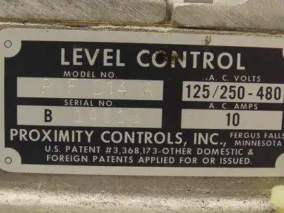 Proximity Controls P F D14 A Level Control 125/250-480V 10A