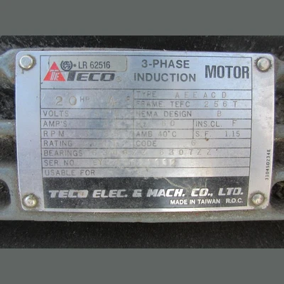 USED TECO ELECTRIC AND MACHINE CO. AEEACD