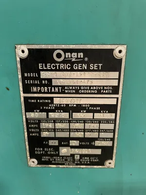 Onan 50.0 DDB-15R79489E 50/33KW Diesel AC Electric Generator Genset 3/1PH