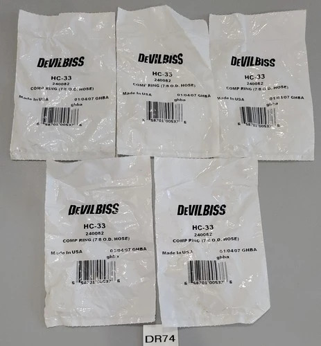 *5 NEW SEALED*  Devilbiss HC-33 Compression Ring 7/8 O.D. Hose 240082 + Warranty