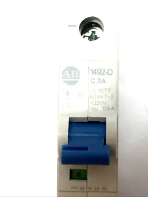 USED ALLEN-BRADLEY MINIATURE CIRCUIT BREAKER 3A 1-POLE TYPE C DIN RAIL