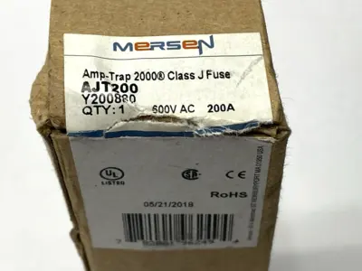 USED MERSEN AMP-TRAP TIME-DELAY FUSE CLASS J 600VAC 200A