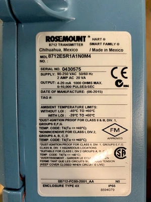USED Rosemount 8712ESR1A1N0M4