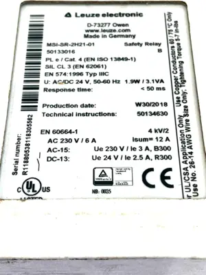 NEW SEALED LEUZE MSI-SR-2H21-01 SAFETY RELAY 50133016 MSISR2H2101