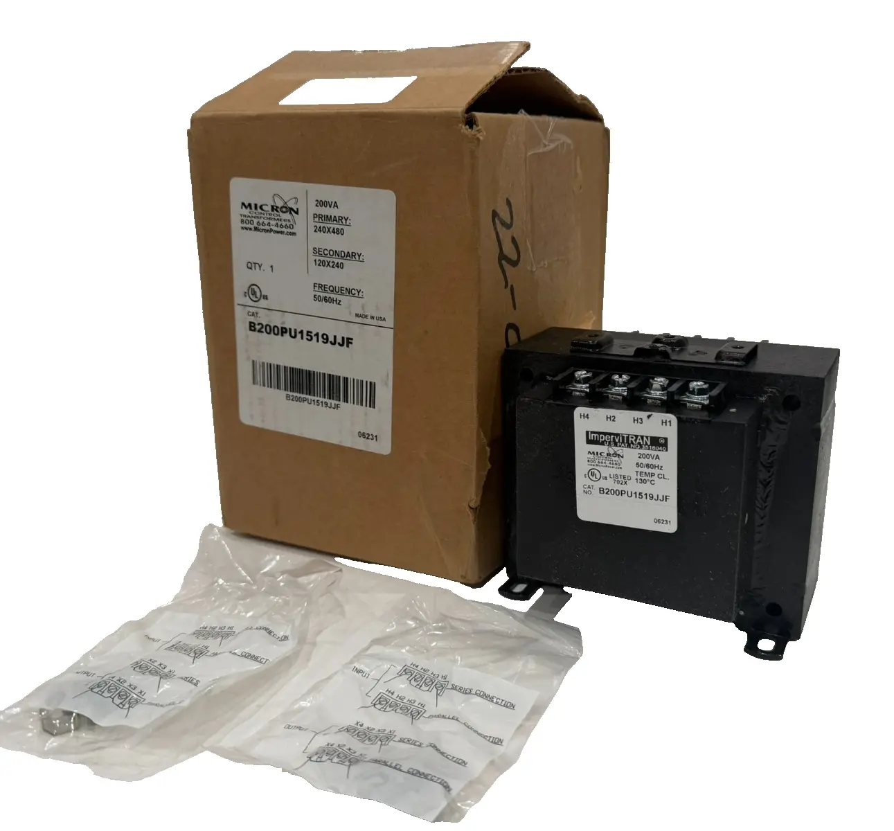 NEW MICRON CONTROL B200PU1519JJF TRANSFORMER 200VA 50/60HZ