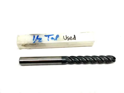 USED ACCUPRO BALL END MILL 1/2" DIA, 3" LOC, 4 FLUTE, SOLID CARBIDE 6" OAL