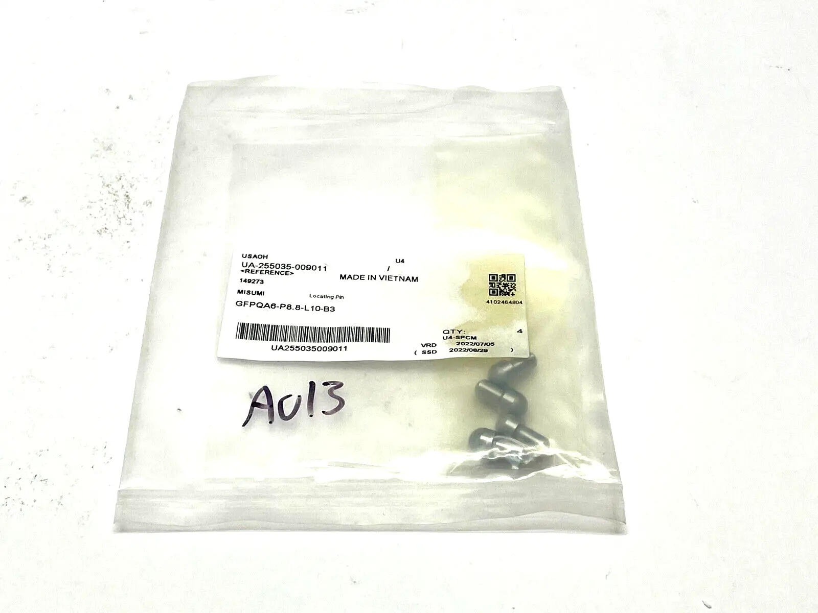 GFPQA6-P8.8-L10-B3 | MiSUMi  Large Head Locating Pin LOT OF 4 - New