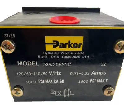 NEW PARKER D3W20BNYC DIRECT CONTROL SOLENOID VALVE 120/60-110/50V/HZ 0.79-0.93 A