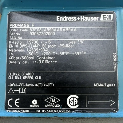 Used ENDRESS HAUSER 83F08-A999AARAB9AA Meters - Misc Indiana US | J&J Industrial Supply #1319477