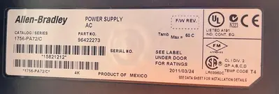 Used ALLEN-BRADLEY ALLEN-BRADLEY 1756-PA72 SER C, 1756-A13 SER B Power Supplies | ND Industrial Surplus #1214120