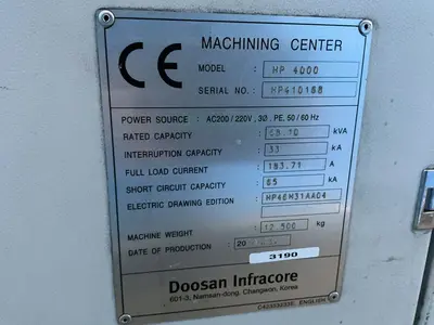 Used 2010 DOOSAN INFRACORE HP 4000 Horizontal Machining Centers Ohio US | HGR 24 #1150492