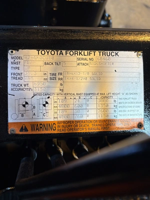 USED 2001 TOYOTA 42-6FGCU18