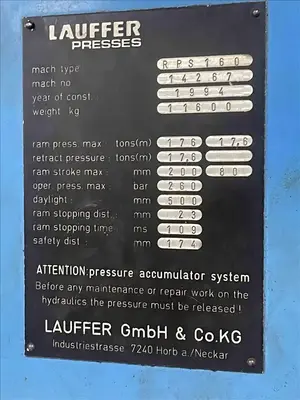 LAUFFER RPS160 4-Post and Straight Side Press | Kempler Machinery (7)