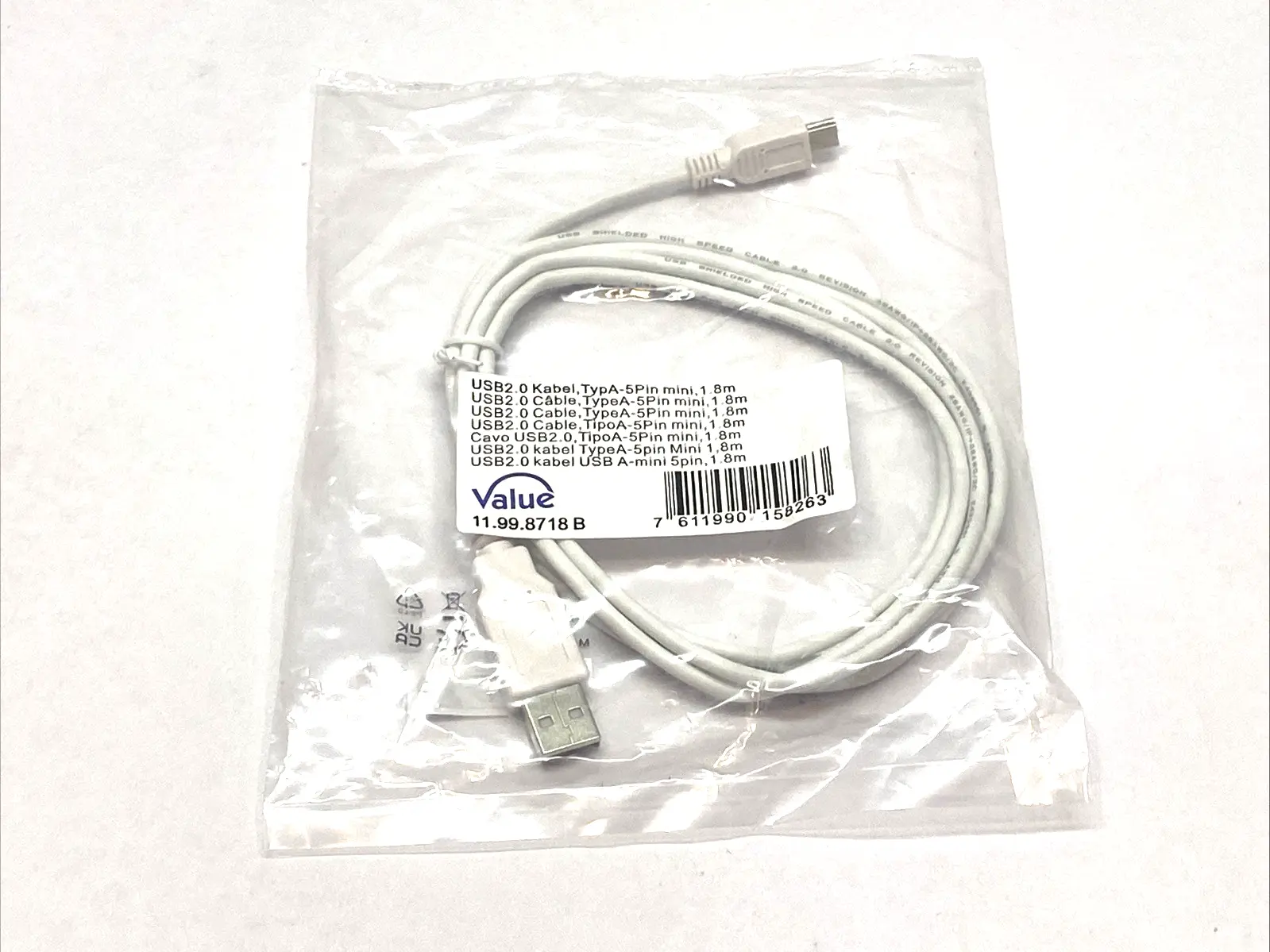 New | in-Stock Value USB 2.0 Type A 5-Pin Cable 1.8m Cable & Wire Michigan US | Maverick Industrial Sales #1397894
