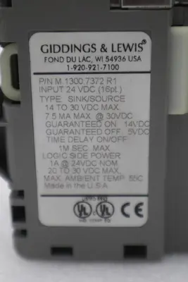 GIDDINGS & LEWIS M.1300.7372 R1 Input Module 24VDC SINK/SOURCE STOCK 654-D