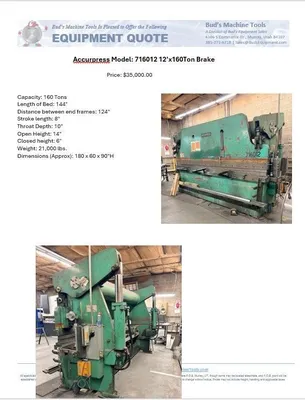 ACCURPRESS 716012 Press Brakes | Bud's Equipment Sales (3)
