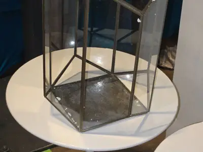Geometric Clear Plastic Hanging Lantern 12" x 15 1/2"